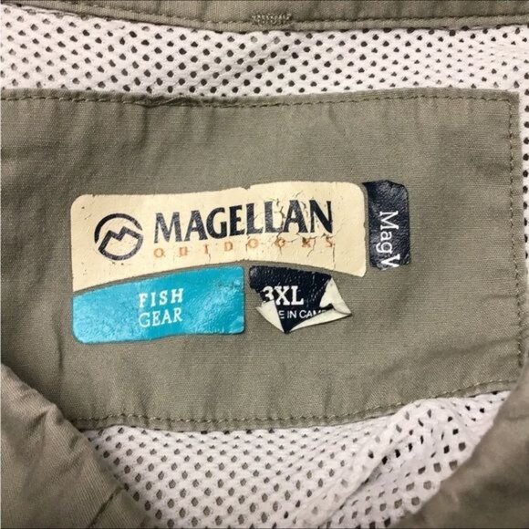Magellan Outdoors Mens 3XL Khaki Short Sleeve Cotton Fishing Shirt With Pockets - Picture 5 of 10